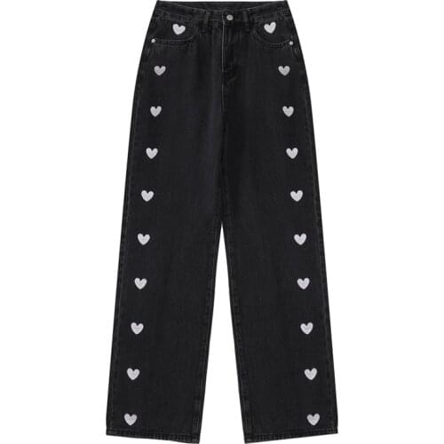Womens Jeans 2021 Summer New Streetwear High Waist Straight Denim Trouser Embroidery Baggy Vintage Wide Leg Mama Cowboy Pants