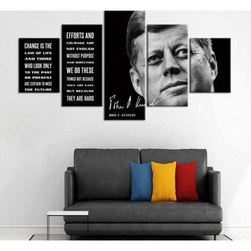 Canvas Wall Art Painting Prints Presidents John F Kennedy quote inspiration Pictures Giclee Prints 5 Pieces Framed R