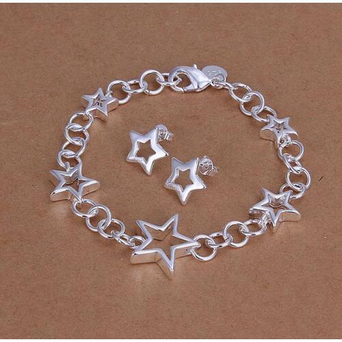 S176 jewelry silver plated jewelry set, fashion jewelry set Heart Earrings Bracelet S176 /aljajcqa gbnaosua