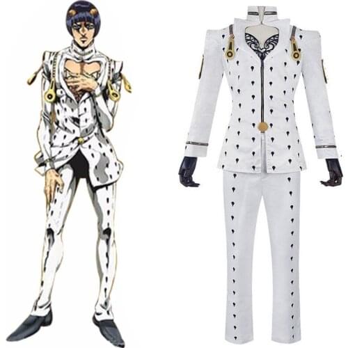 Anime JoJos Bizarre Adventure Bruno Bucciarati Cosplay Costume Halloween Carnival Costumes White Suits Uniform Zentai Full Set