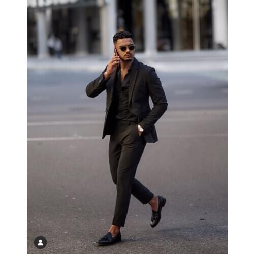 Classic Black Slim Fit Men Suits Wedding Tuxedos Costume Groom Business Party Prom Best Men Blazer Masculino Slim Fit 2 Pieces