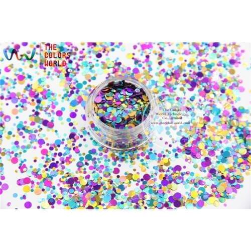 RA321-174 Mix Colors Dot shapes round Glitter for nail art ,nail gel,makeup and DIY decoration