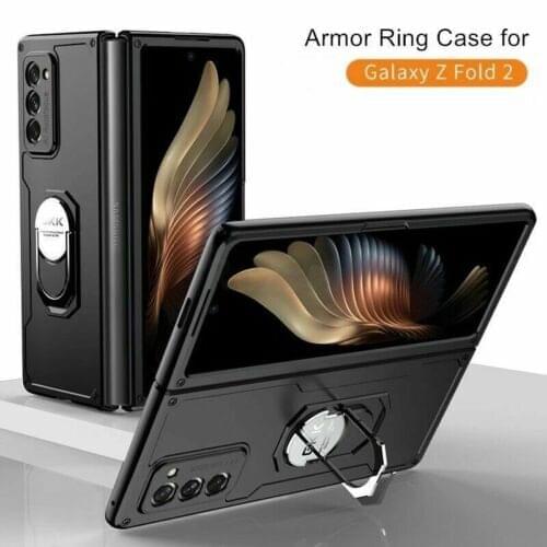 Magnetic Armor Anti-Scratch Shockproof Mobile Smartphone Ring Hoder Case Mount Stand Bracket for Samsung Galaxy ZFold2 Hard Case