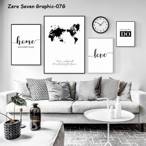 Minimalistic Phrase And World Map A4 Canvas Painting Prints Art Wall Pictures Living Room Posters Bedroom Decoration Home Murals