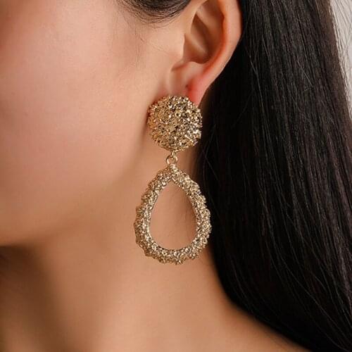 Modyle Exaggeration Large Geometric Irregular Gold Color Big Metal Dangle Earrings For Women Fashion Punk Statement Earrings