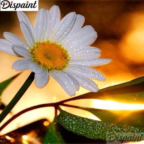 Dispaint Full Square/Round Drill 5D DIY Diamond Painting "White flower" 3D Embroidery Cross Stitch 5D Home Decor A11777