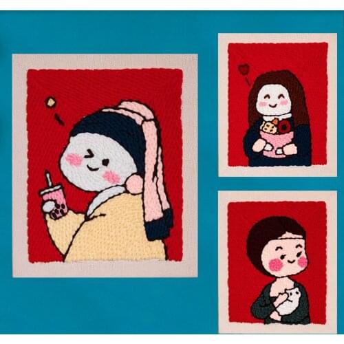 DIY Cute Girl Easy Punch Needle Embroidery Kit Punch Needle Cross Stitch for Beginner Handcraft Wall Painting Home Decor