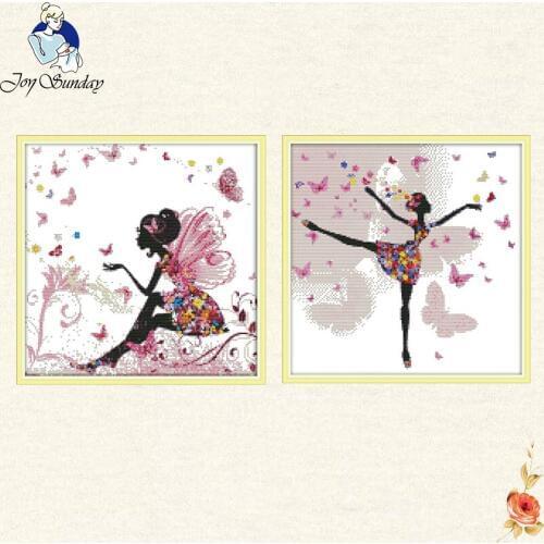 Flor Hada patrones de punto de cruz 14ct impreso en lienzo cuenta Kit de bordado Aida tela DMC DIY Kit de costura hogar decoraci