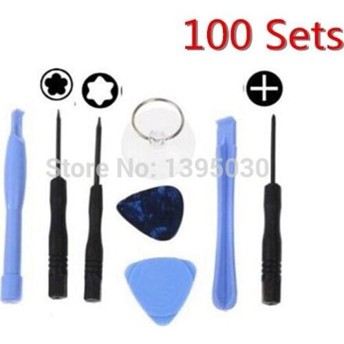 100Sets/Lot (800pieces) 8 in 1 Screwdriver Repair Opening Pry Tool Kit Set For Phone