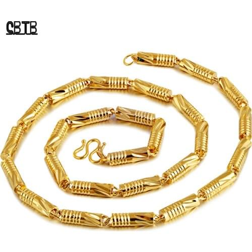 New Vietnam Sand Gold Necklace Mens Vacuum Electroplating 18k Gold Long-lasting Colorless Fashion Jewelry Gift Wholesale