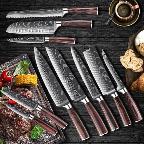 Bread Knife Japanese Standard Laser Kitchen Knife Sharp Cutting Knife Chef Kitchen Knife Santoku Knife Cut Payment Knife