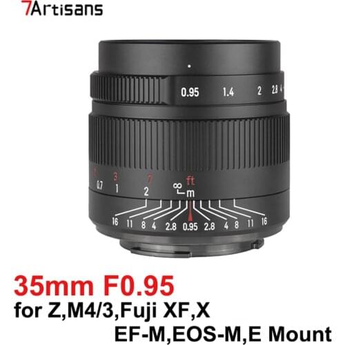 7artisans 35mm F0.95 Camera Lens APS-C Manual Focus Lens for Sony E,Nikon Z,Olympus M4/3,Fuji XF/X,Canon EF-M/EOS-M Mount Camera