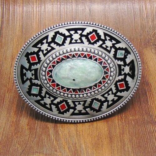 Oval Western Native America Indian Belt Buckle Metal suit for 4cm Width belt Fashion Accessories
