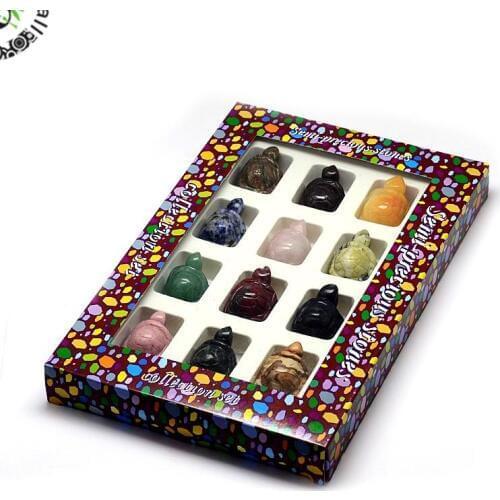 12pcs/box tortoise/Elephant/Frog/Angel/Buddha stone home display decorations 1.5/2 inch
