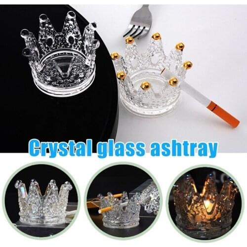 Creative Crown Design Ashtray Glass Personality Ash Tray Transparent Wax Holder Candle Holder Ornaments Ashtray for Home Car