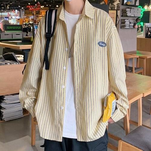 Plus Size 5XL-M Autumn Winter Long Sleeve Striped Shirts Men Clothing 2021 Hot Sale Loose Casual Camisas De Hombre Streetwear