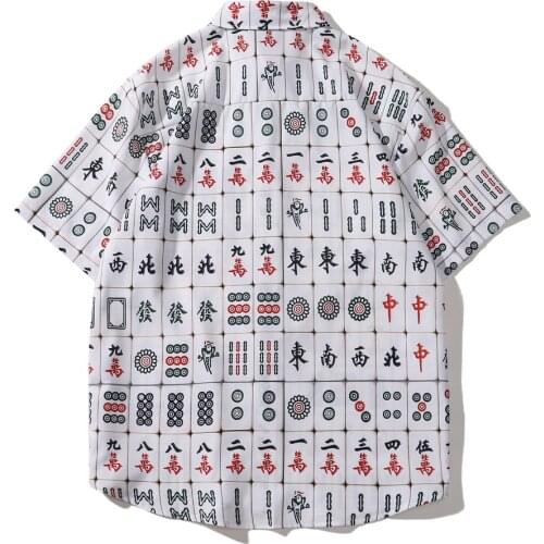 Mahjong Shirt Men Casual Printed Short Sleeve Hawaiian Street 2021 Hawaii Beach Oversize Women Fashion Harujuku Shirts Camisas