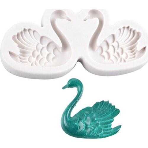 Silicone Couple Swan Mold Fondant Cake Decoration Mould Soap Molds