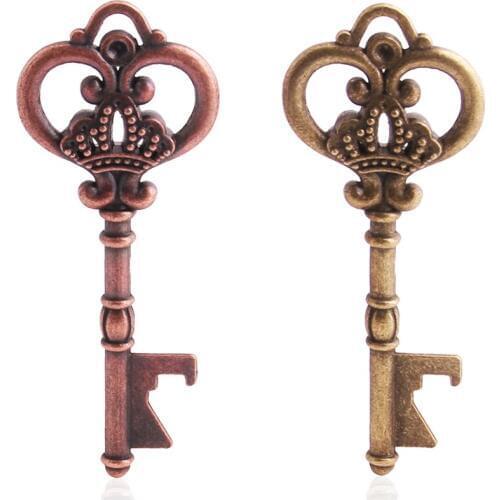 SWEET BELL 5pcs Vintage Metal crown Bottle Opener Key Pendant Charms DIY Handmade Key Charms for Jewelry Making 5A817
