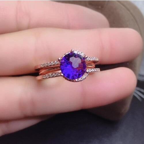 Natural and real amethyst rings Free shippinggemstone 925 sterling silver Ring ,Wedding Ring