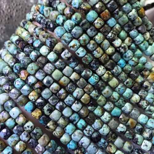 Loose beads Turquoise Green Square Faceted 6-6.5mm for DIY jewelry making FPPJ wholesale beads nature gemstone