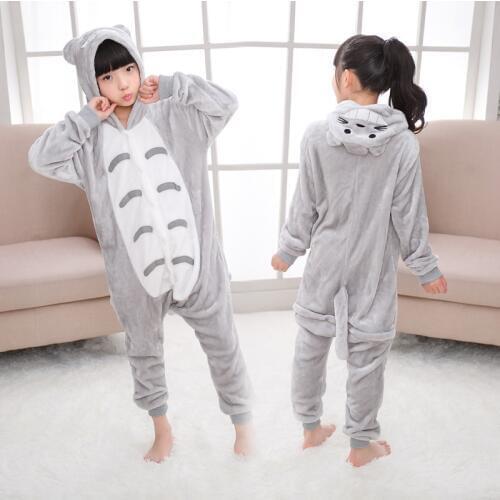 Warm Kids Pajamas Animal Onsies Flannel Childrens Sleepwear Totoro Neighbor pajamas For Girls Boys Nightgown Cosplay