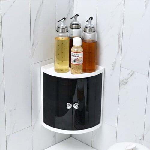 Bathroom triangle wall-mounted waterproof and dustproof cosmetic storage box kitchen shelf bathroom cosmetic box free punch