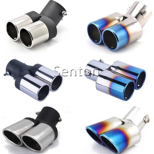 Universal Car Twins Rear Exhaust Muffler Pipe Tip Modification For Kia Rio/Mazda/Chevrolet/Ford/Peugeot/Hyundai/Suzuki/Nissan