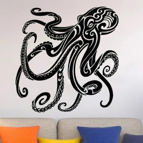 Vinyl Wall Decals For kids rooms Bathroom Octopus Ocean Marine Tribal Animal Stickers Livingroom Decoration Poster DW10249