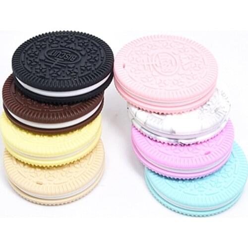 5 PCS HOT Silicone Biscuit Teether Jewelry Cookie Baby Teether Donut Chewable Toy Pacifier Clip Necklace Making BPA Free Teether