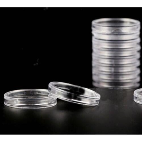 10pcs/set 30mm Portable Small Transparent Clear Round Cases Coin Plastic Storage Capsules Organizer Holder Round Box