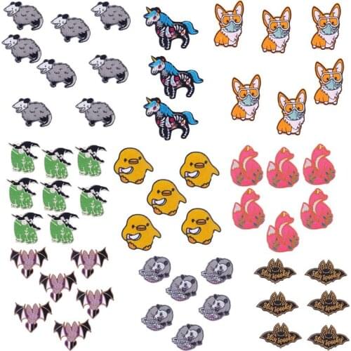 10Pcs/Set Cheap Cute Animals Patches For Clothing Cartoon Iron On Patches For Clothes Diy Mouse Stripes Patch Appliques Stickers