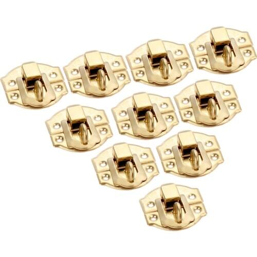 10pcs 27*29mm Gold Box Latches Hasps Lock Catch Latches for Jewelry Chest Box Suitcase Buckle Clip Clasp Vintage Hardware