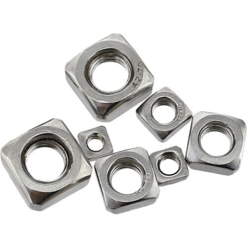 100pcs/Lot Metric Thread DIN557 M4 304 Stainless Steel A2 Square Nut Screw Nut Square Nuts Hardware Nut Free Shipping