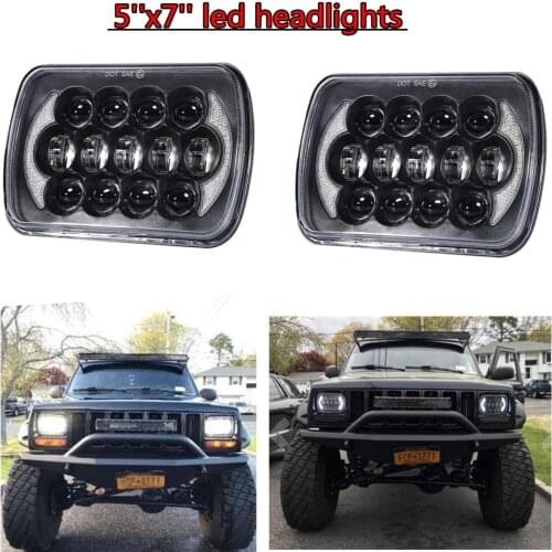 2 Pcs) 5"x7" 6x7 Inch LED Headlights with Angel Eyes DRL CREE Sealed Beam For Jeep Wrangler YJ Cherokee XJ H6054 H5054 H6054LL