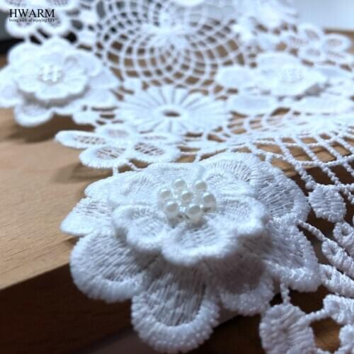 5yard 3D Rhinestone african lace fabric 2020 high quality lace wedding decoration trim patches DIY Water-soluble milk silk lace