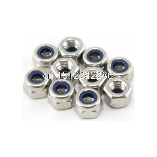 50) Metric M3 Hex Nickel Plated Steel Nylon Insert Lock Stop Jam Screw Nuts