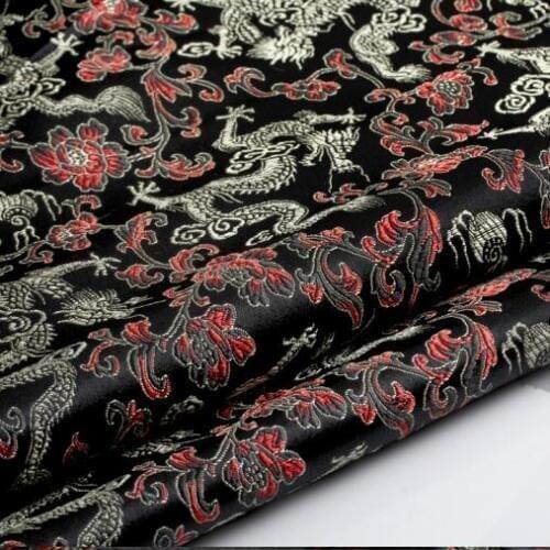 75cm*100cm COS costume dress fabric cloth / brocade - black safflower Golden Dragon