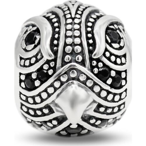 925 Sterling Silver Eagle Falcon Charm Black Zirconia Beads Fit Original Pandora Bracelet & Necklace European Jewelry