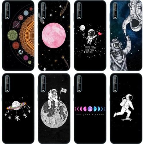 Moon Stars Space Astronaut Soft Silicone Case for Huawei Y5 Lite 2018 Y6 Y7A Y9A Prime 2018 Y9 2019 Y9S Y5P Y6P Y7P Y8P Cover