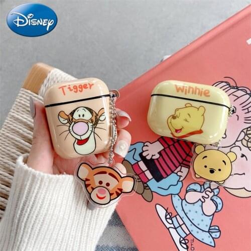 Disney Cute Earphone Case With Key Chian For AirPod 2 1 Case TPU Charging Headphones Case for airpods Pro Protective Cover Box