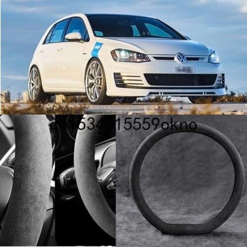 For Volkswagen Golf R GTI Black Alcantara Suede Car Steering Wheel Cover Car Accessories