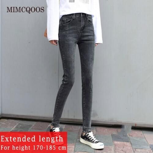 Jeans Women Casual Pants 2020 Spring Summer Lengthening Trousers Plus Size Elastic Thin Pencil Pants For 170-185cm Tall Women