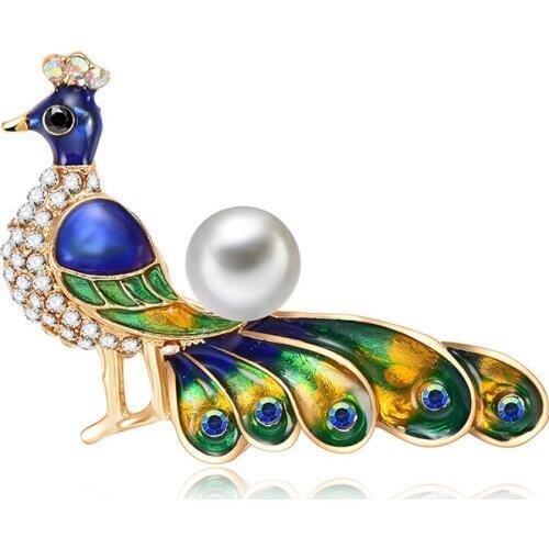 Exquisite peacock zircon animal brooch luxurious rhinestone brooch with high quality retro ornaments