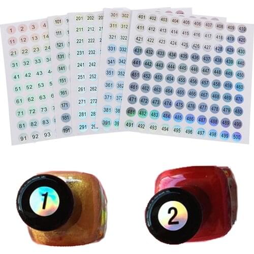 Number Sticker Label For Nail Polish Color Gel Varnish 1-100,101-200,201-300,301-400,401-500 Marking Numbering Manicure Tool