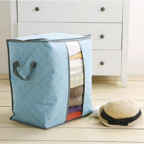 Cotton Home Storage Organizer Bags Portable Quilt Storage Bags Anti-dust Wardrobe Bamboo Clothes Bag Storage Box