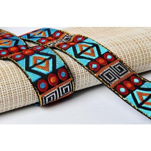 Hmong miao jacquard webbing lace trim 3cm dress collar ribbon woven tape ethnic tribal nepal thai india DIY boho gypsy accessory