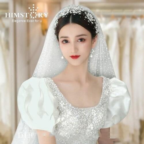 Himstory Crystal Snowflake Bridal Wedding Tiaras Bridal Hair Accessories Rhinestone Flower Party Birthday Headpiece Jewelries