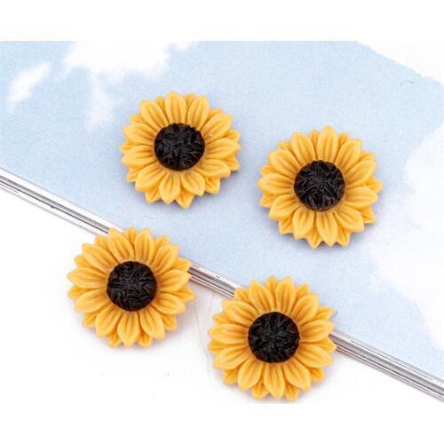 10pcs Simulation Resin Daisy Flower Ring Brooch Patch Findings DIY Phone Case Handicrafts Cabochon Patches Jewelry Make F406