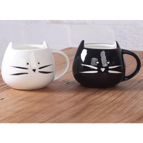 Cat ceramic mug cartoon mug black and white cup cat cup home drinking cup coffee cup S012